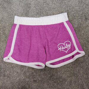 Hurley Girls' Shorts Size 8 - 10 Yrs Pink Logo Smocked Waist Beach Lightweight